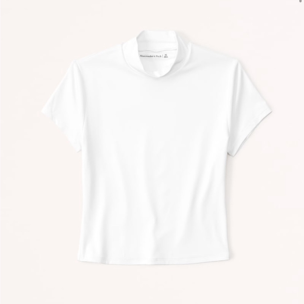 NWT Abercrombie Short-Sleeve Sleek Seamless Fabric Mockneck Top